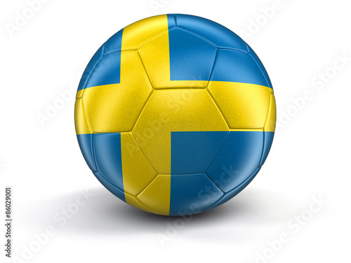 Soccer football with Swedish flag. Image with clipping path