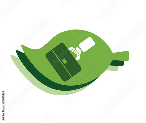 Flat vector image of a briefcase on a leaf