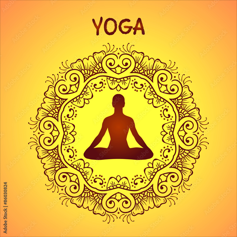 Yoga icons and round line badges, vector graphic design elements Yoga icons and round line badges, vector graphic design elements
