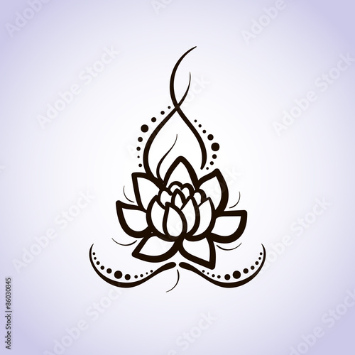 Lotus flower pattern line on isolated background. Logo for Yoga