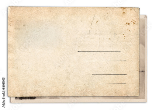 Two blank old vintage postcard isolated