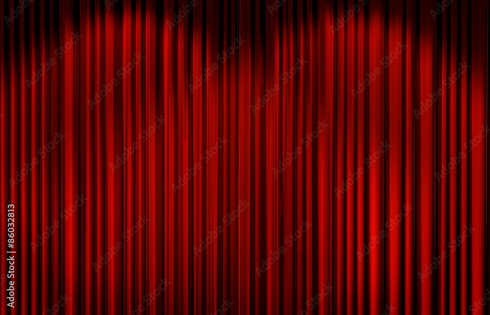 Red curtain in theater.