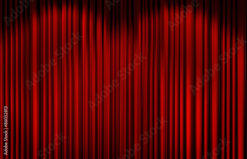 Red curtain in theater. © yodiyim