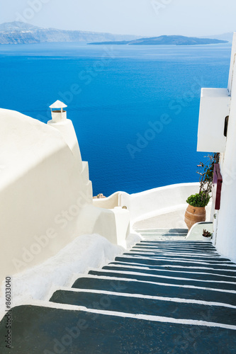 White architecture on Santorini island  Greece.