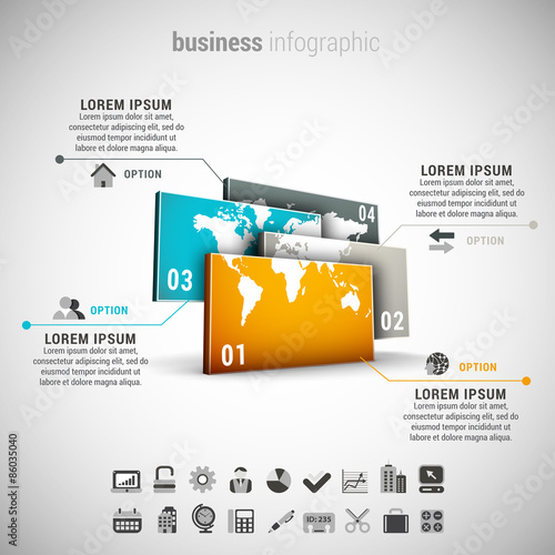 Business infographic made of world map.