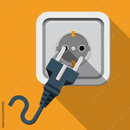 Plug and Socket. Electricity Flat Icon