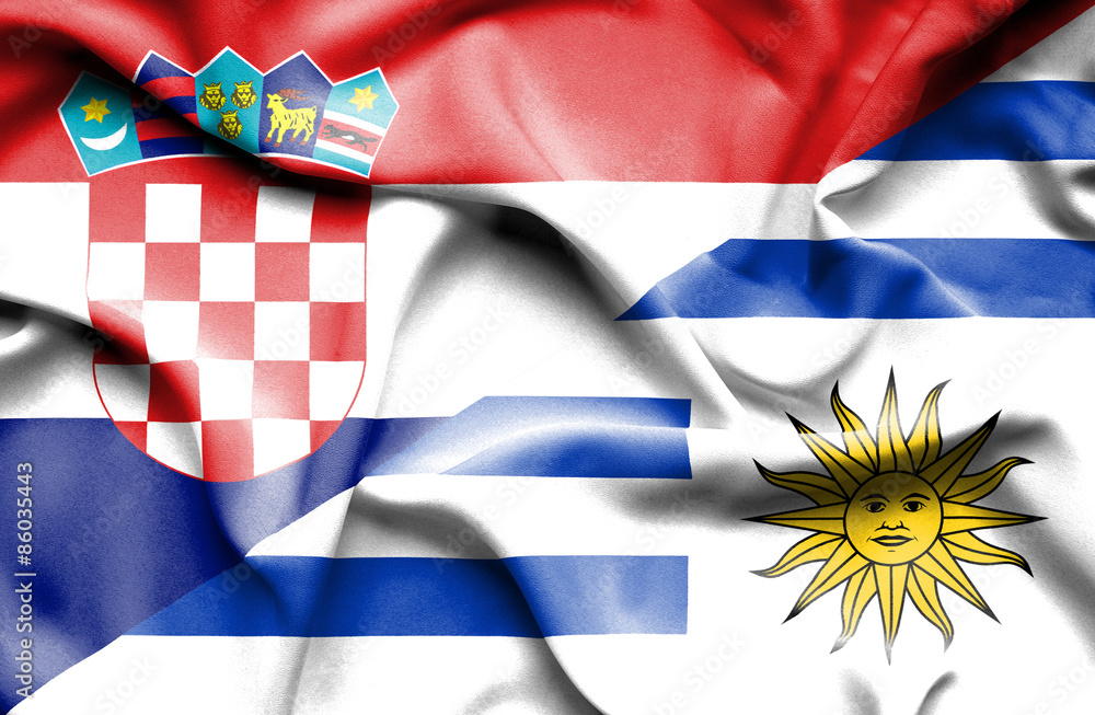 Waving flag of Uruguay and Croatia Waving flag of Uruguay and Croatia