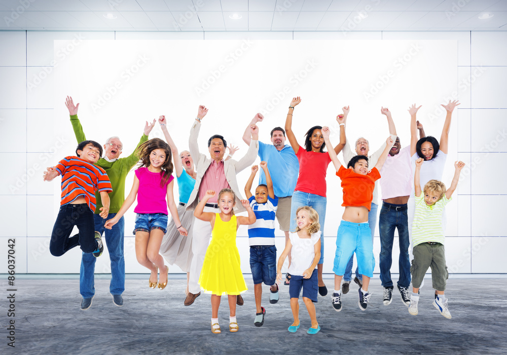 Children Celebration Jumping Ecstatic Happiness Concept
