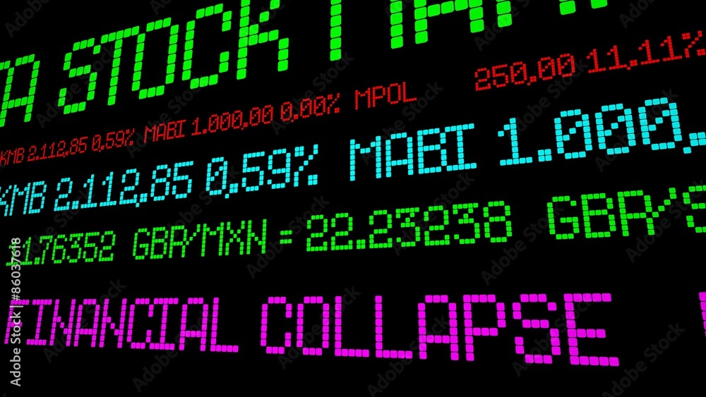 Financial collapse stock ticker