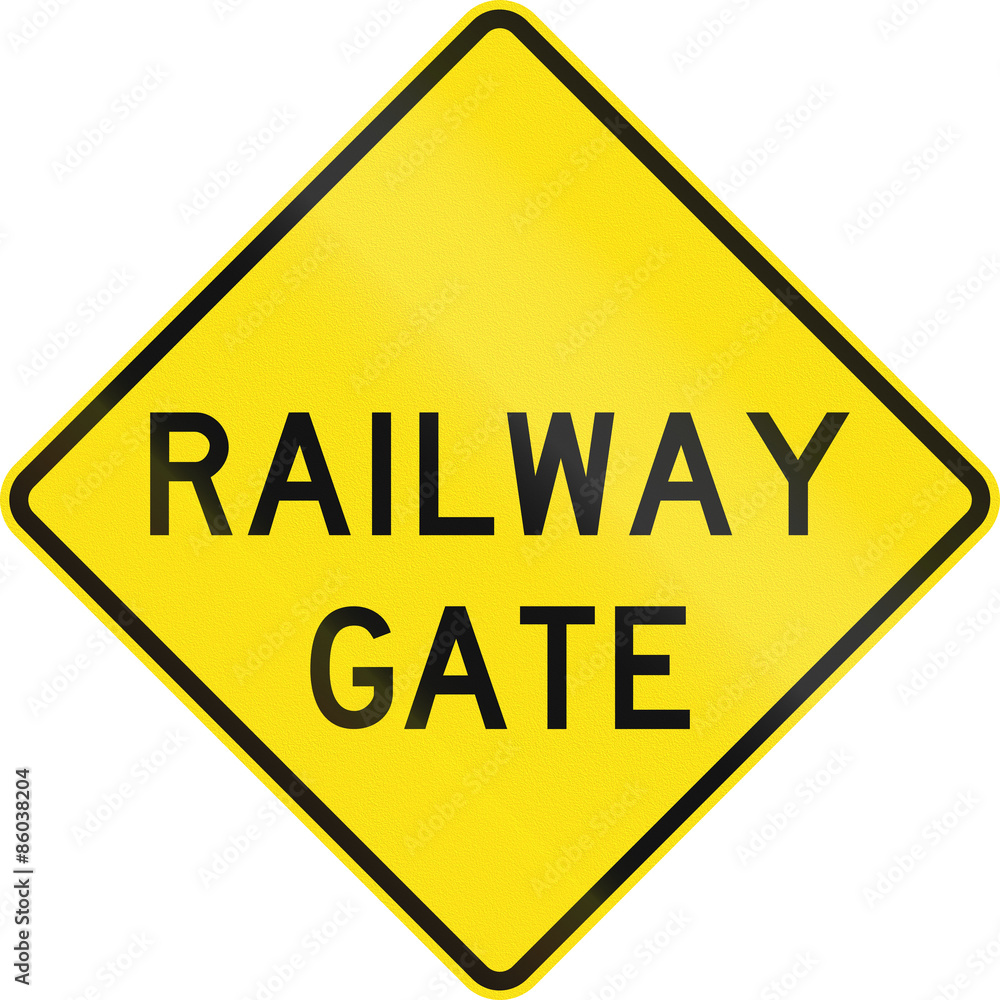 An Australian warning traffic sign - Railway gate An Australian warning traffic sign - Railway gate