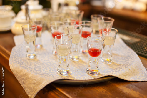 Red and white shot drinks
