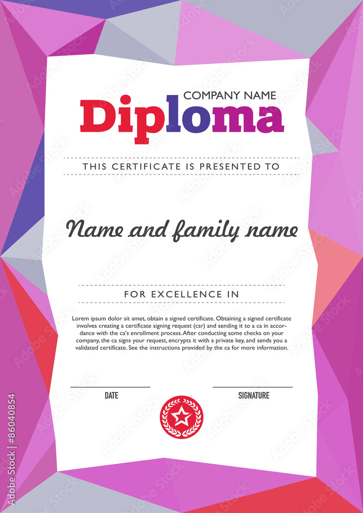 Fototapeta premium Diploma template and background design.