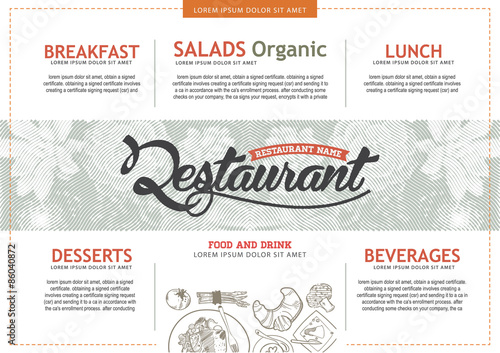 vector vintage food design template. menu restaurant brochure.