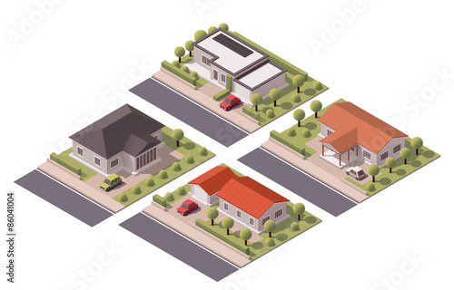 Vector isometric houses set