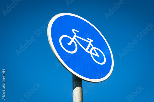round bicycle lane sign  photo