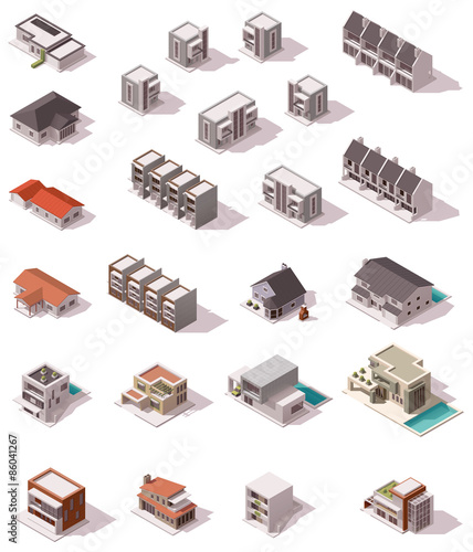 Vector isometric buildings set