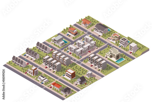 Vector isometric suburb map