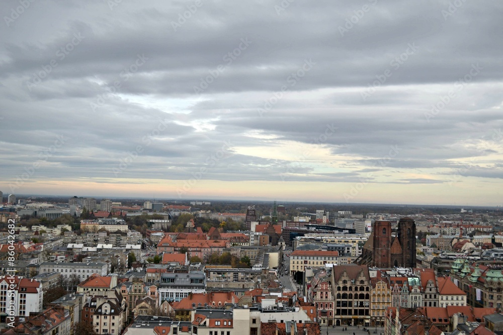 Wrocław, widok na miasto z wieży kościoła