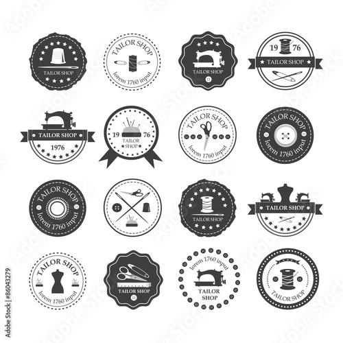 Set of vintage tailor labels