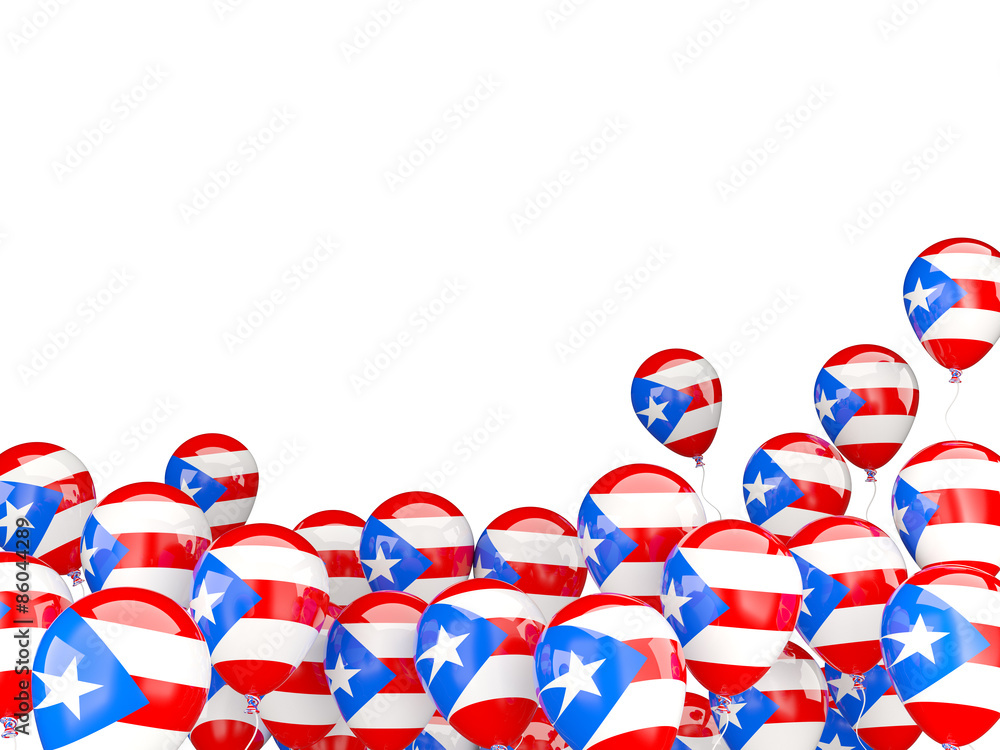 Fototapeta premium Flying balloons with flag of puerto rico