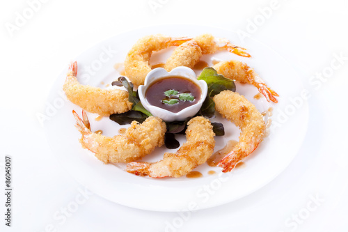 Deep fried shrimp with sauce
