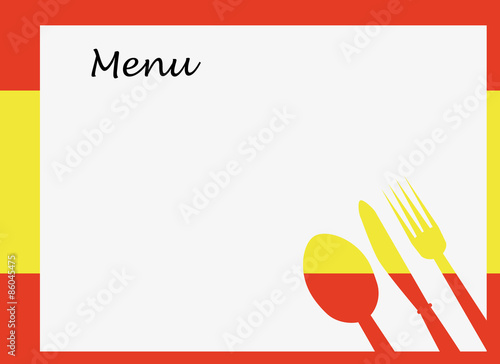 Spanish Menu Vector template over flag of Spain photo