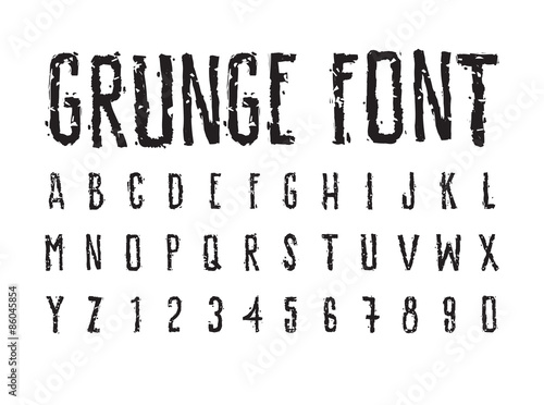 Decorative careless grunge font, bold letters