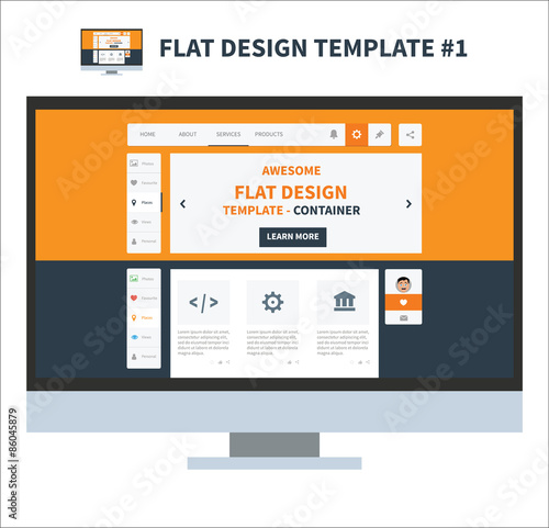 Flat design ui kit template
