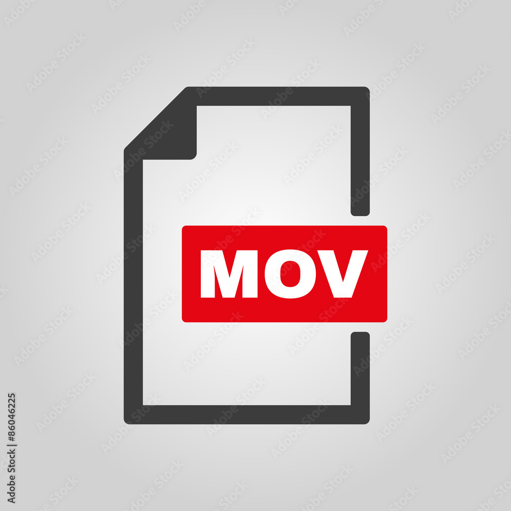 The MOV icon. Video file format symbol. Flat The MOV icon. Video file format symbol. Flat