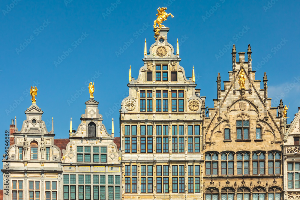 Ancient guild houses in Antwerp center, Belgium