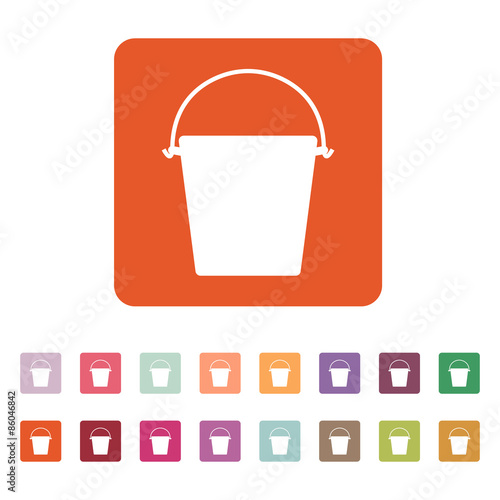 The bucket icon. Pail and bucketful symbol. Flat