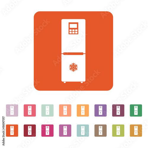 The icebox icon. Fridge and refrigerator symbol. Flat