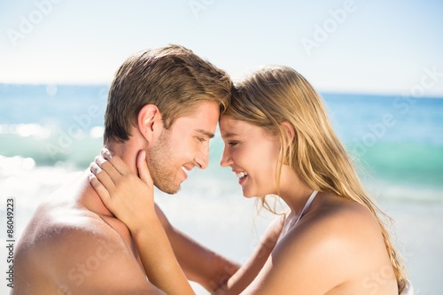 Happy couple in swimsuit