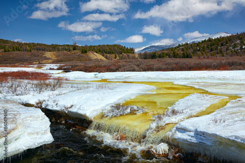 River Chibitka over ice at Spring