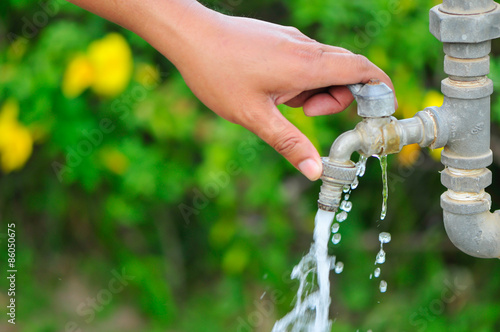 turn on water with green background