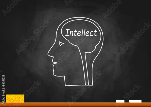 Drawing of head on blackboard
