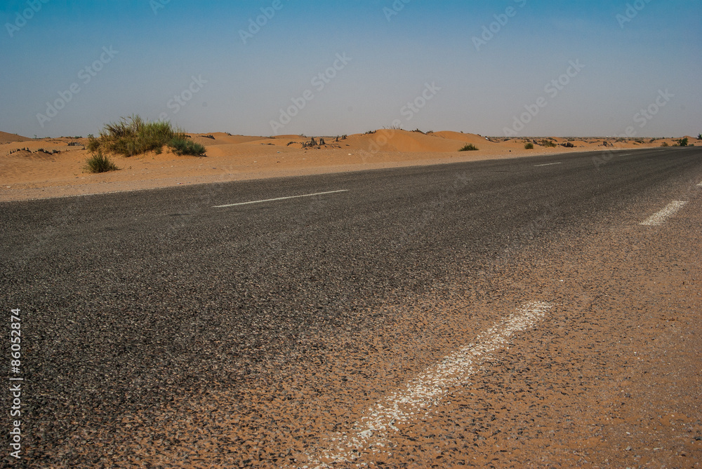 Road on sahara desert, Egypt