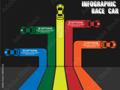 INFOGRAPHIC RACE CAR FIVE OPTIONS