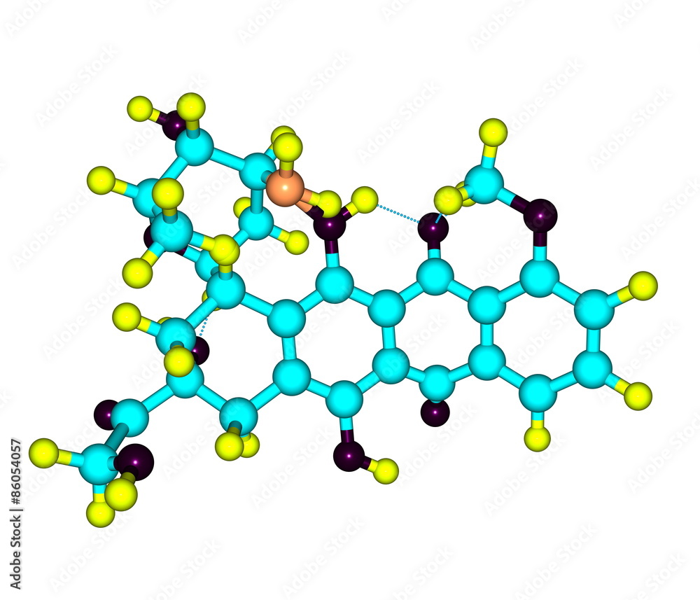 Epirubicin molecule isolated on white Epirubicin molecule isolated on white