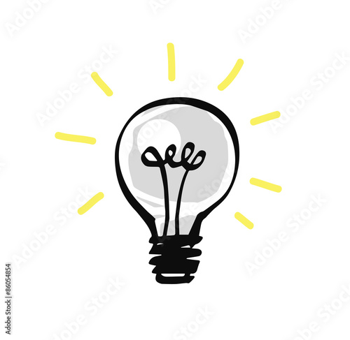 Hand drawn light bulb, vector illustration