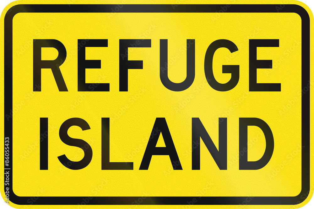 An Australian warning traffic sign - Refuge island, old version An Australian warning traffic sign - Refuge island, old version