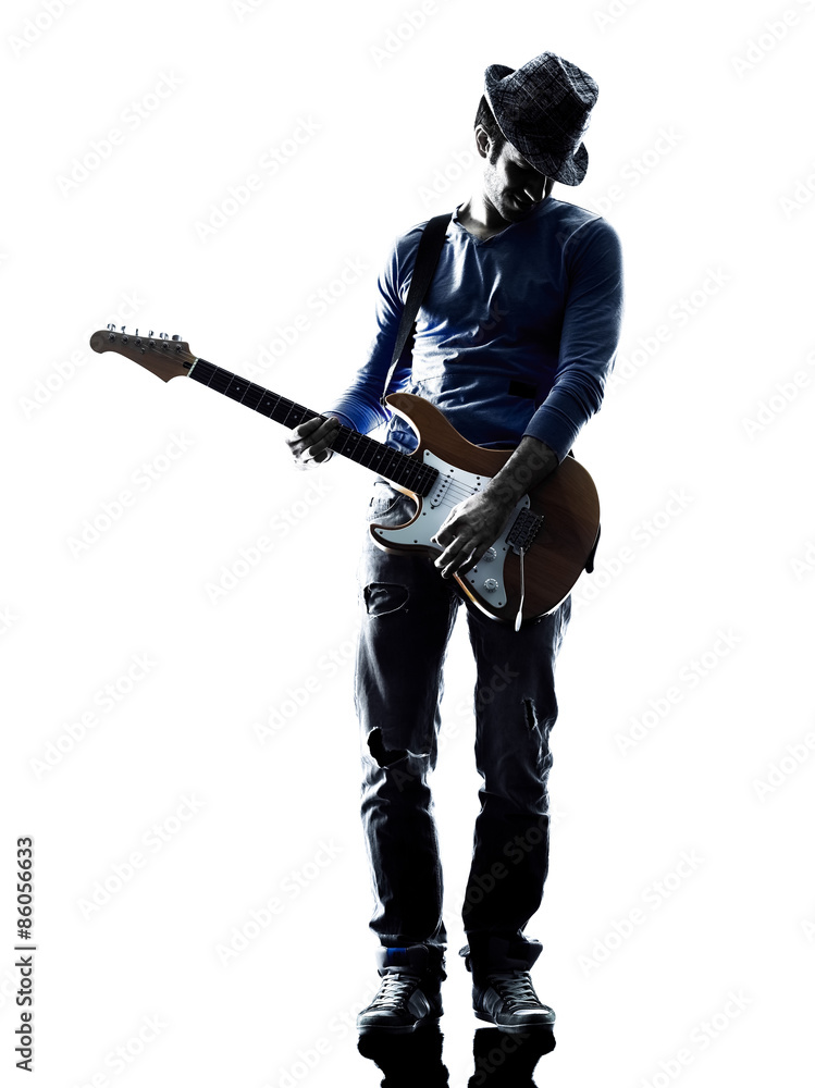 man electric guitarist player playing silhouette man electric guitarist player playing silhouette