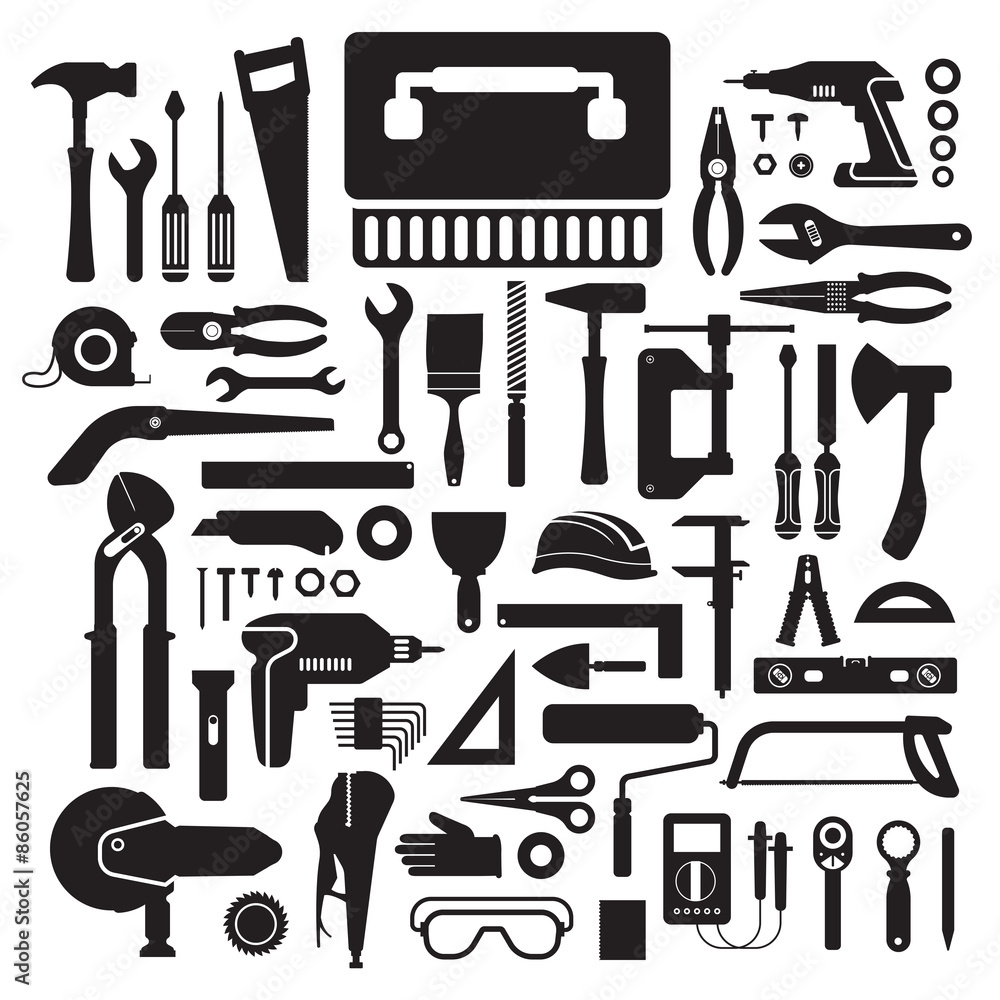 Flat design concept hand work tools box set.Vector illustrate.
Flat design concept hand work tools box set.Vector illustrate.