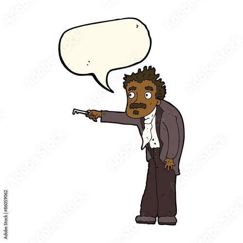 cartoon man trembling with key unlocking with speech bubble