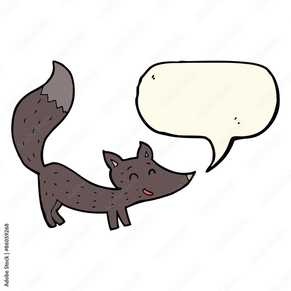 cartoon little wolf cub with speech bubble cartoon little wolf cub with speech bubble