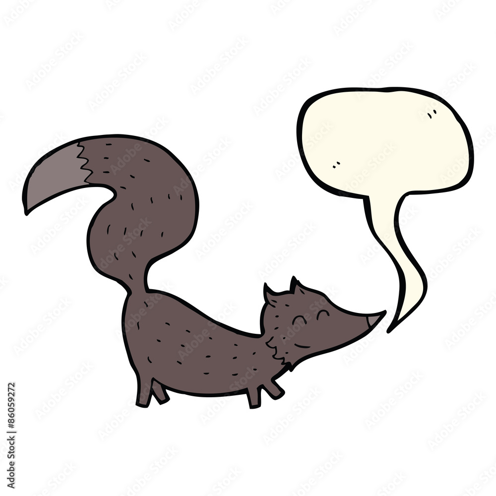 cartoon little wolf cub with speech bubble cartoon little wolf cub with speech bubble
