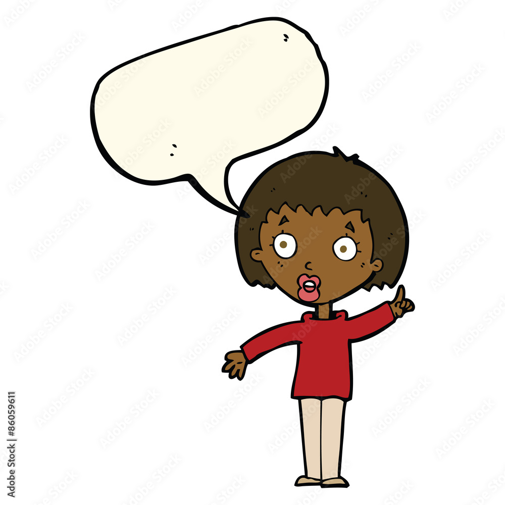 cartoon woman explaining her point with speech bubble cartoon woman explaining her point with speech bubble