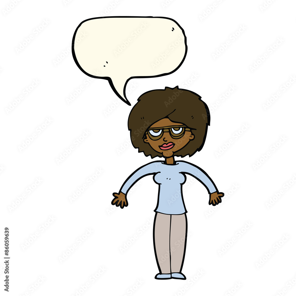cartoon woman shrugging shoulders with speech bubble cartoon woman shrugging shoulders with speech bubble