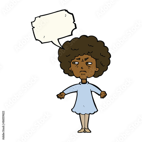 cartoon bitter old woman with speech bubble