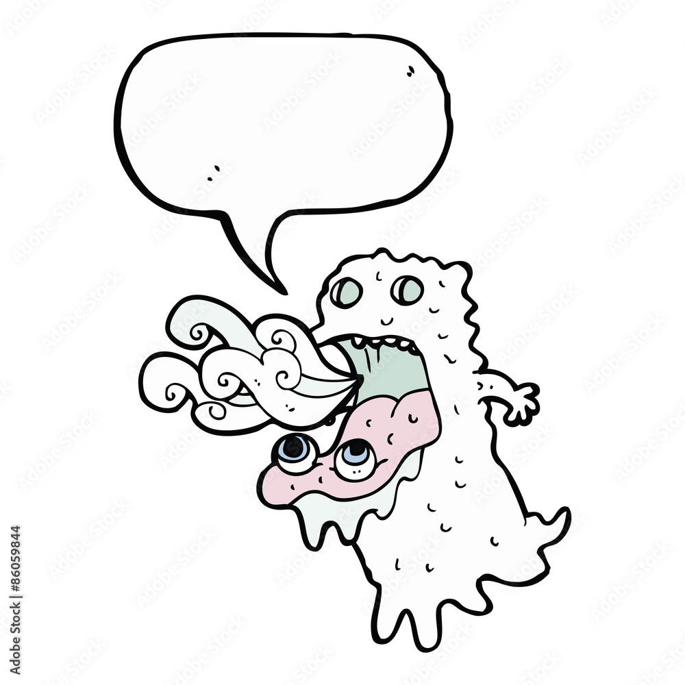 Fototapeta premium cartoon gross ghost with speech bubble